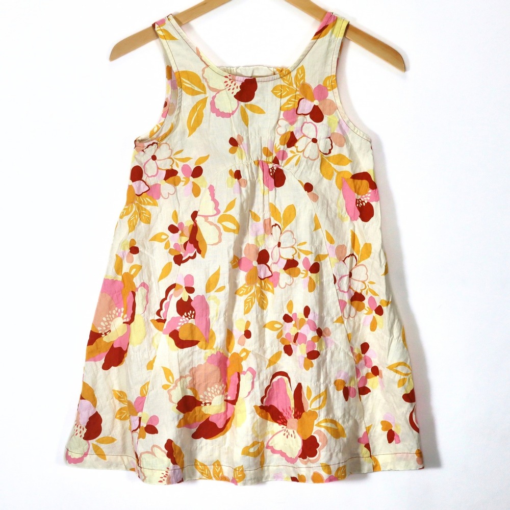 Zara Kids Girls Floral Dress 11 12 NWT Multicolor Linen Cotton Sleeveless Summer